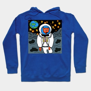 weird Astronaut cat on the moon Hoodie